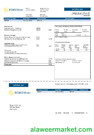 Canada British Columbia FortisBC business utility bill template (2)